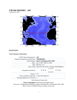 CRUISE REPORT: A05 (Updated JUL 2010)