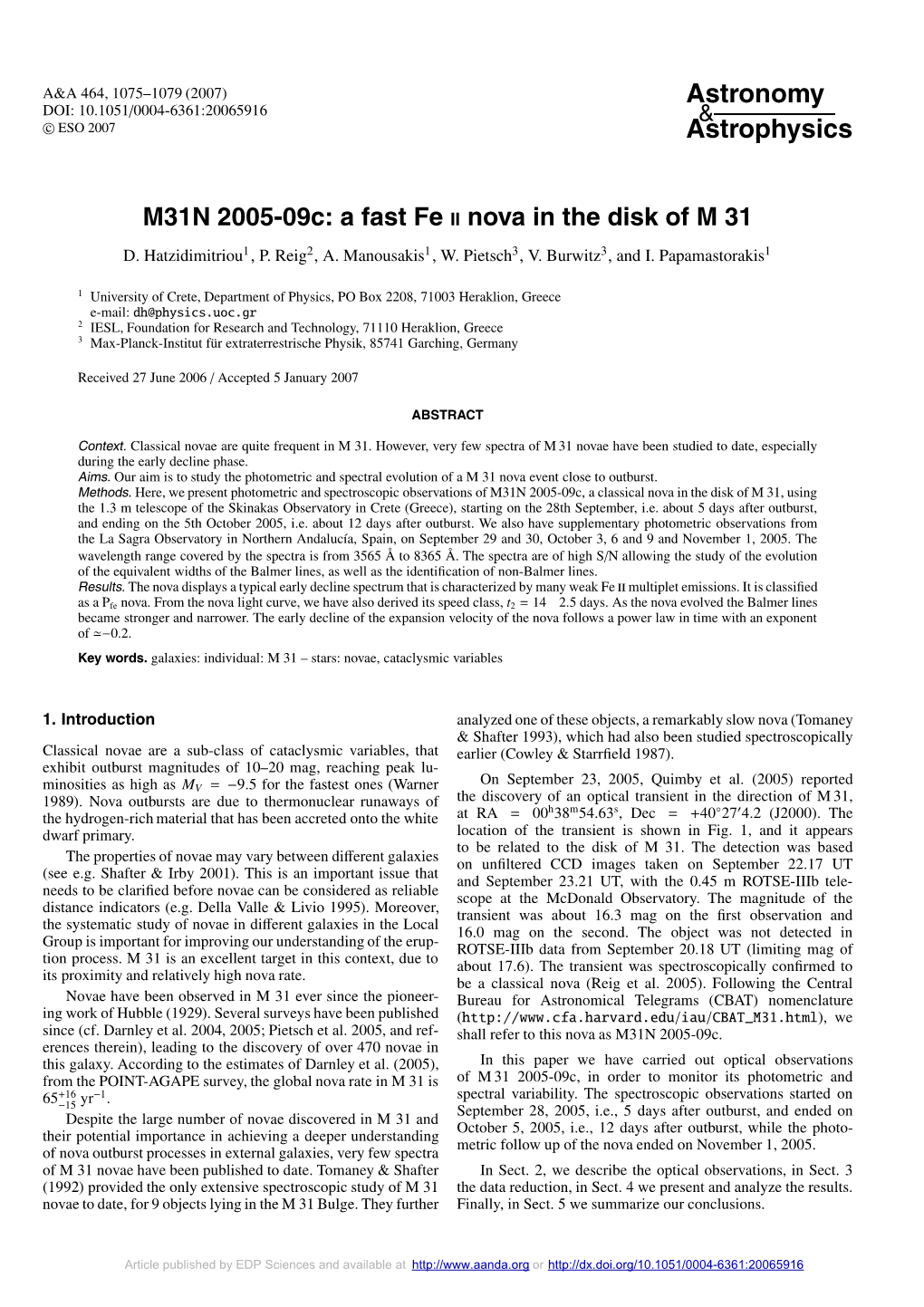 M31N 2005-09C: a Fast Fe II Nova in the Disk of M 31