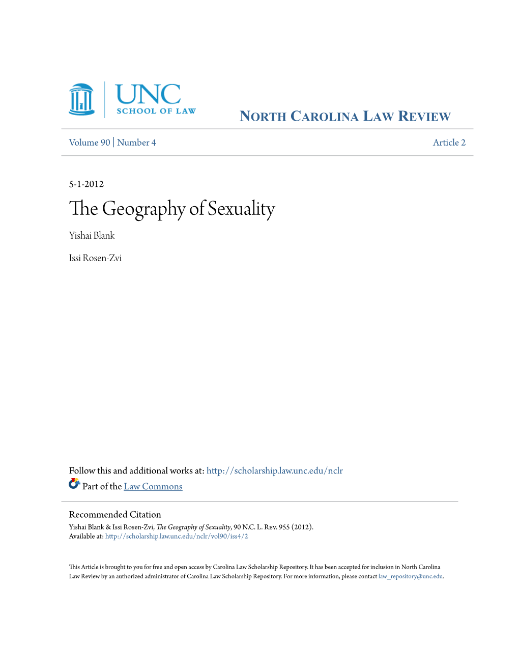 The Geography of Sexuality Yishai Blank