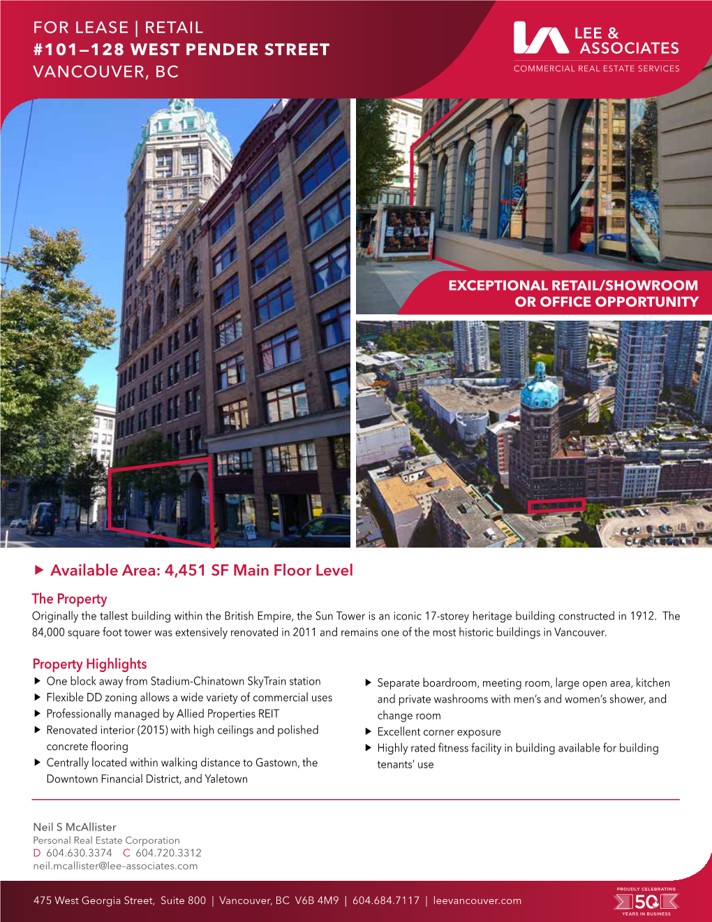 FOR LEASE | Retail #101—128 West Pender Street Vancouver, BC