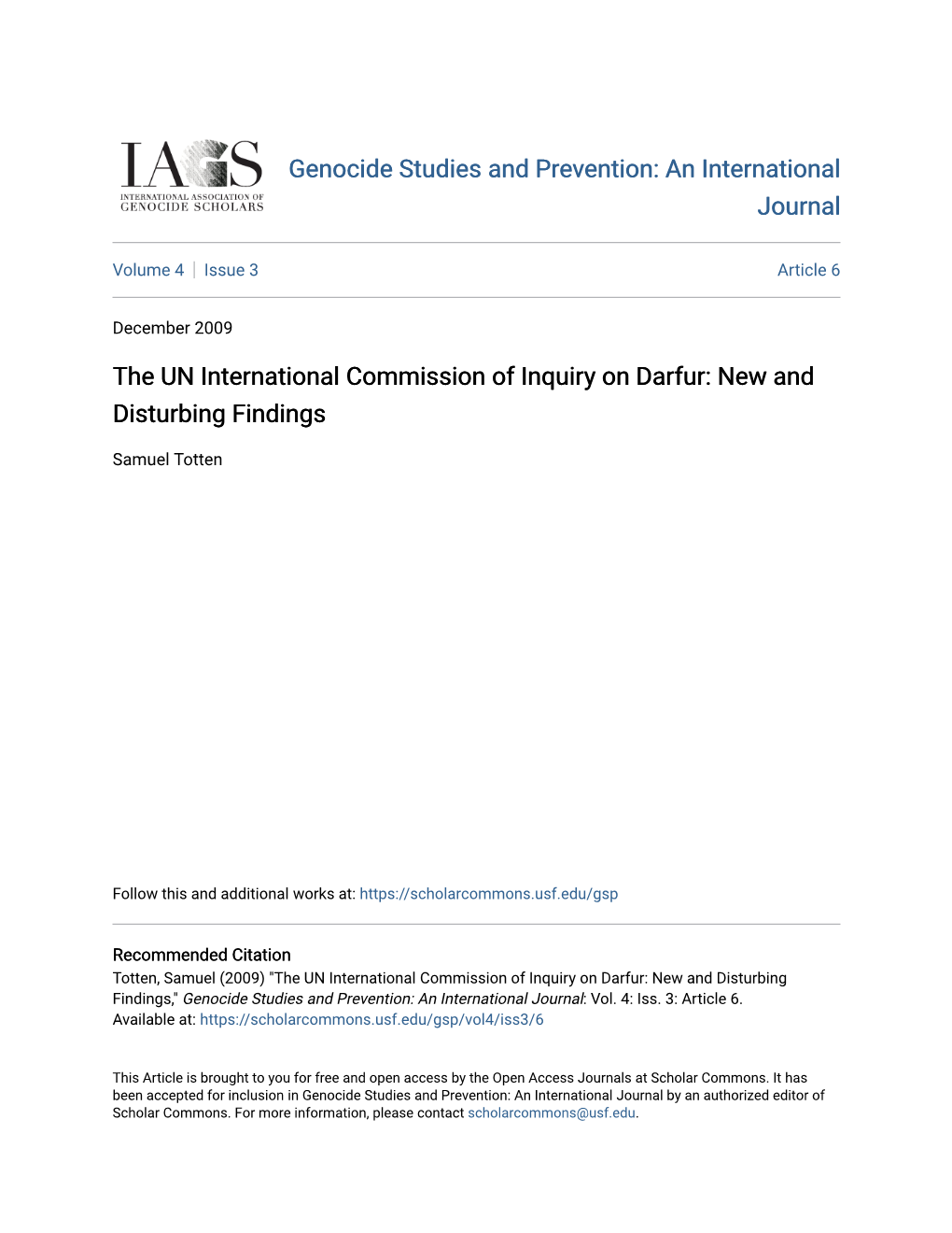 The UN International Commission of Inquiry on Darfur: New and Disturbing Findings