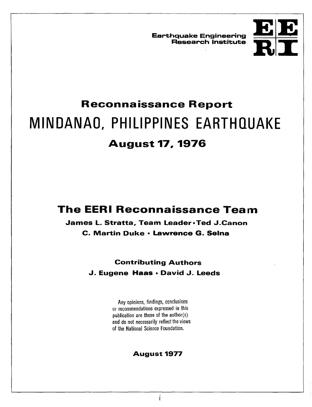 MINDANAO, PHILIPPINES EARTHQUAI(E August 17, 1976