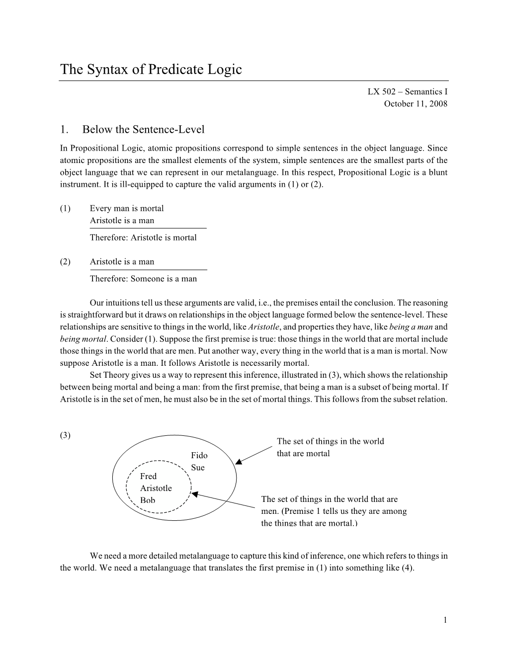 The Syntax of Predicate Logic