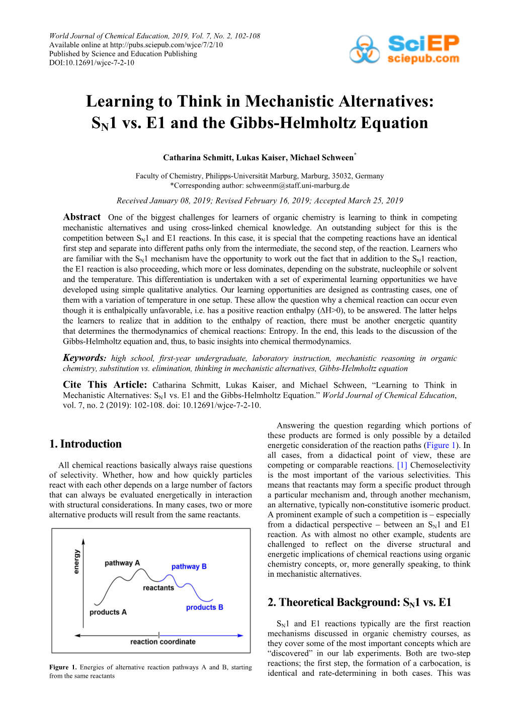 SN1 Vs. E1 and the Gibbs-Helmholtz Equation