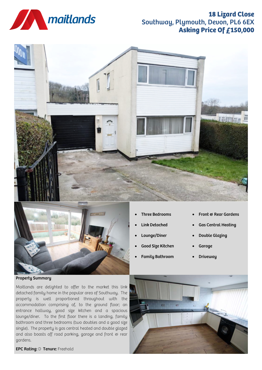 18 Lizard Close Southway, Plymouth, Devon, PL6 6EX Asking Price of £150,000