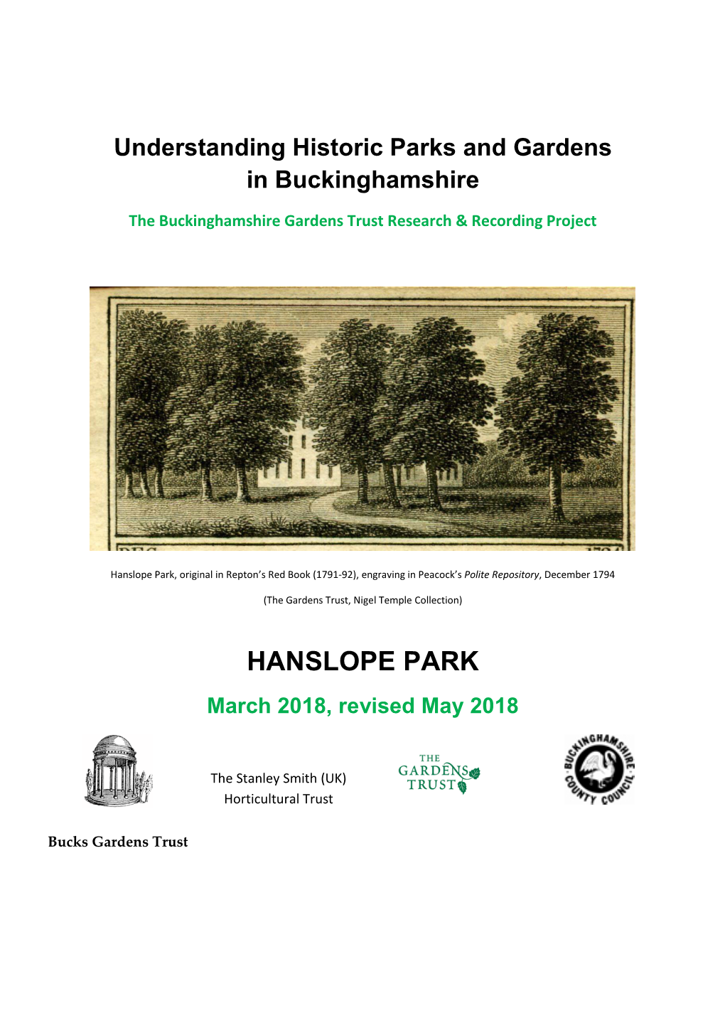 Hanslope Park, Original in Repton’S Red Book (1791-92), Engraving in Peacock’S Polite Repository, December 1794