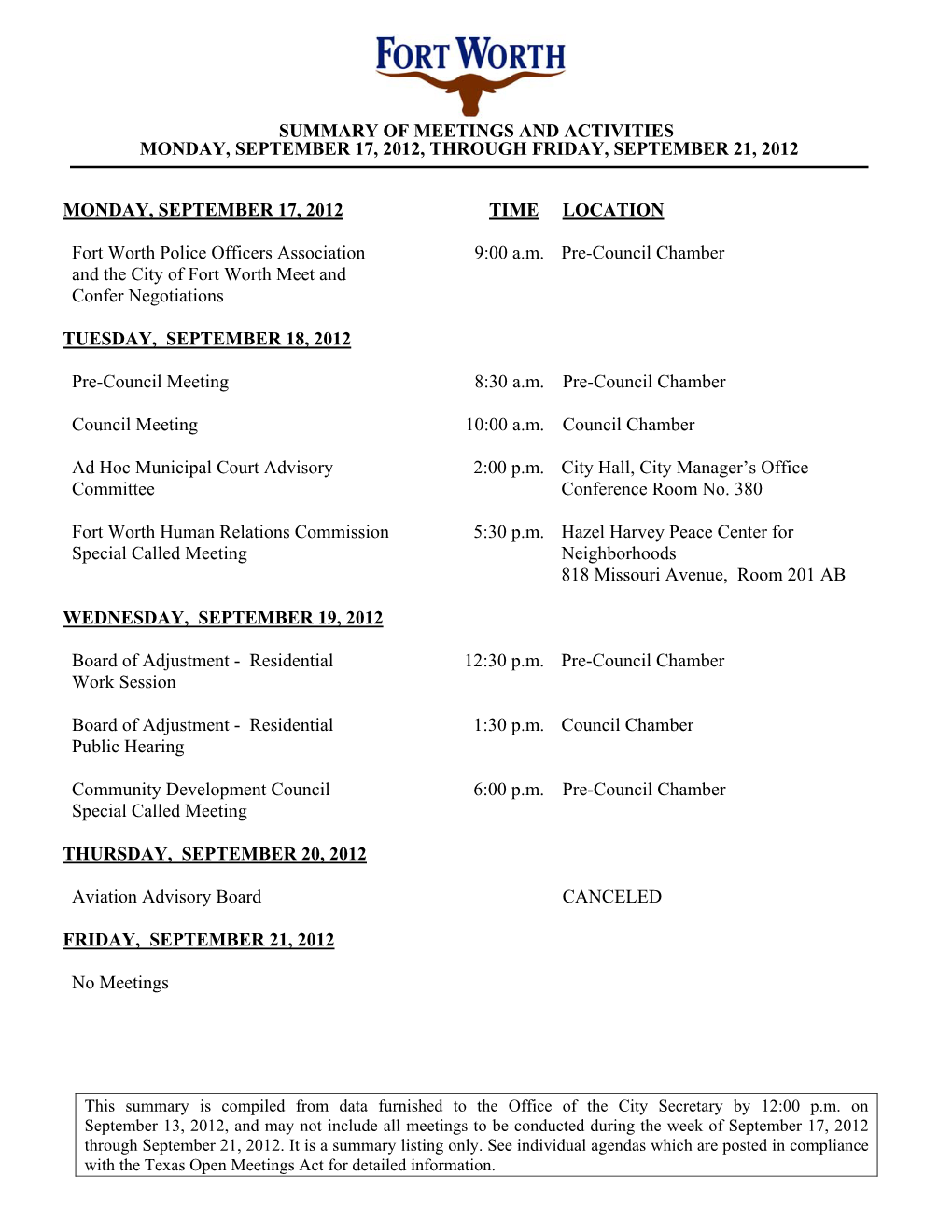 Electronic Council Packet for 09-18-2012