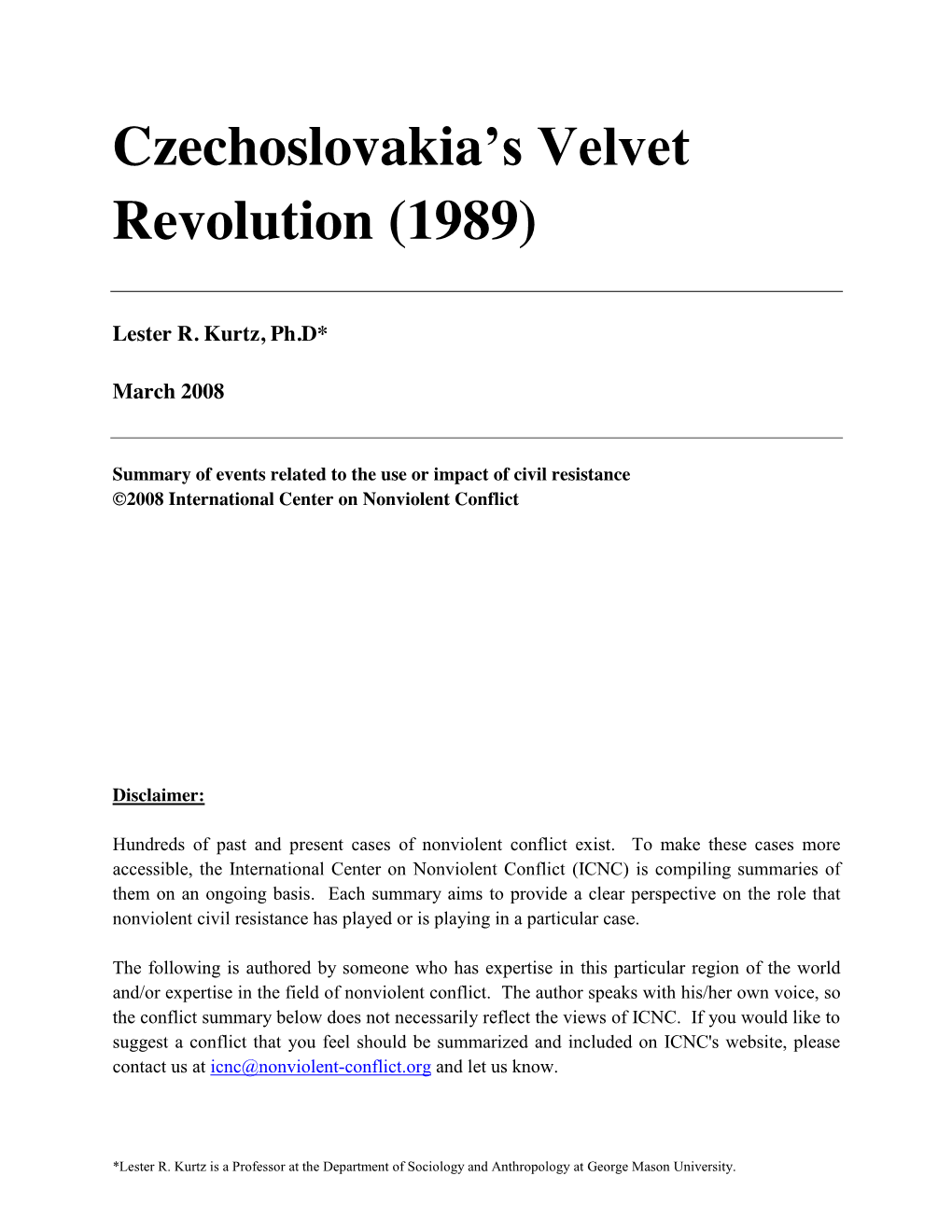 Czechoslovakia's Velvet Revolution