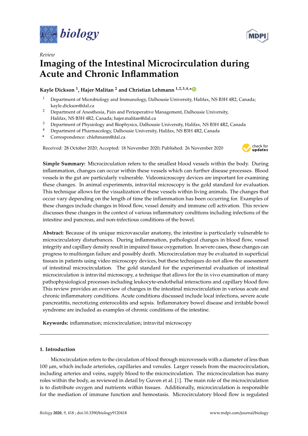 Imaging of the Intestinal Microcirculation During Acute and Chronic Inﬂammation