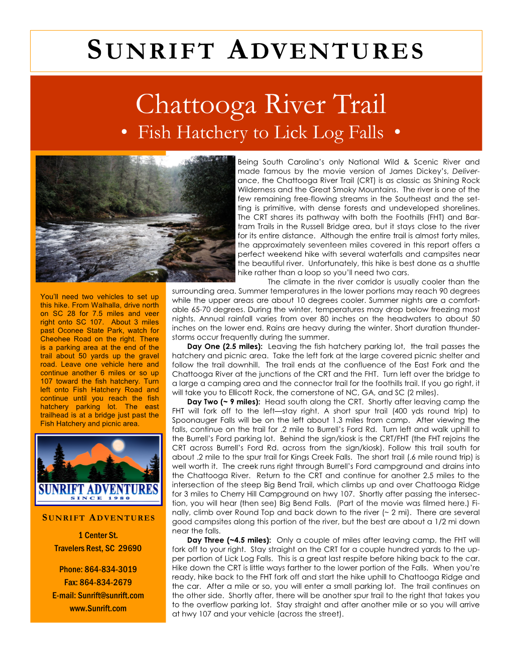 Chattooga River Trail • Fish Hatchery to Lick Log Falls •