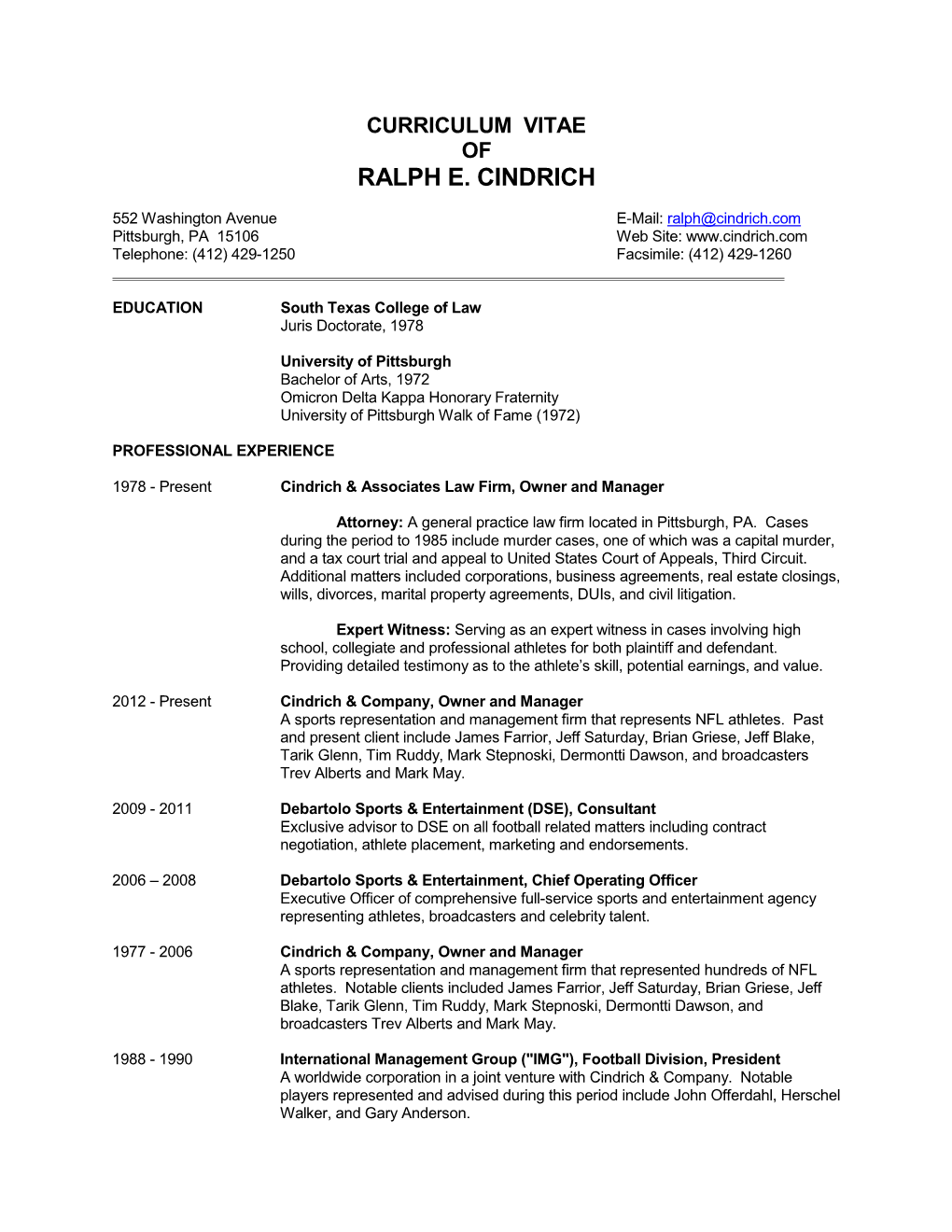 Curriculum Vitae of Ralph E