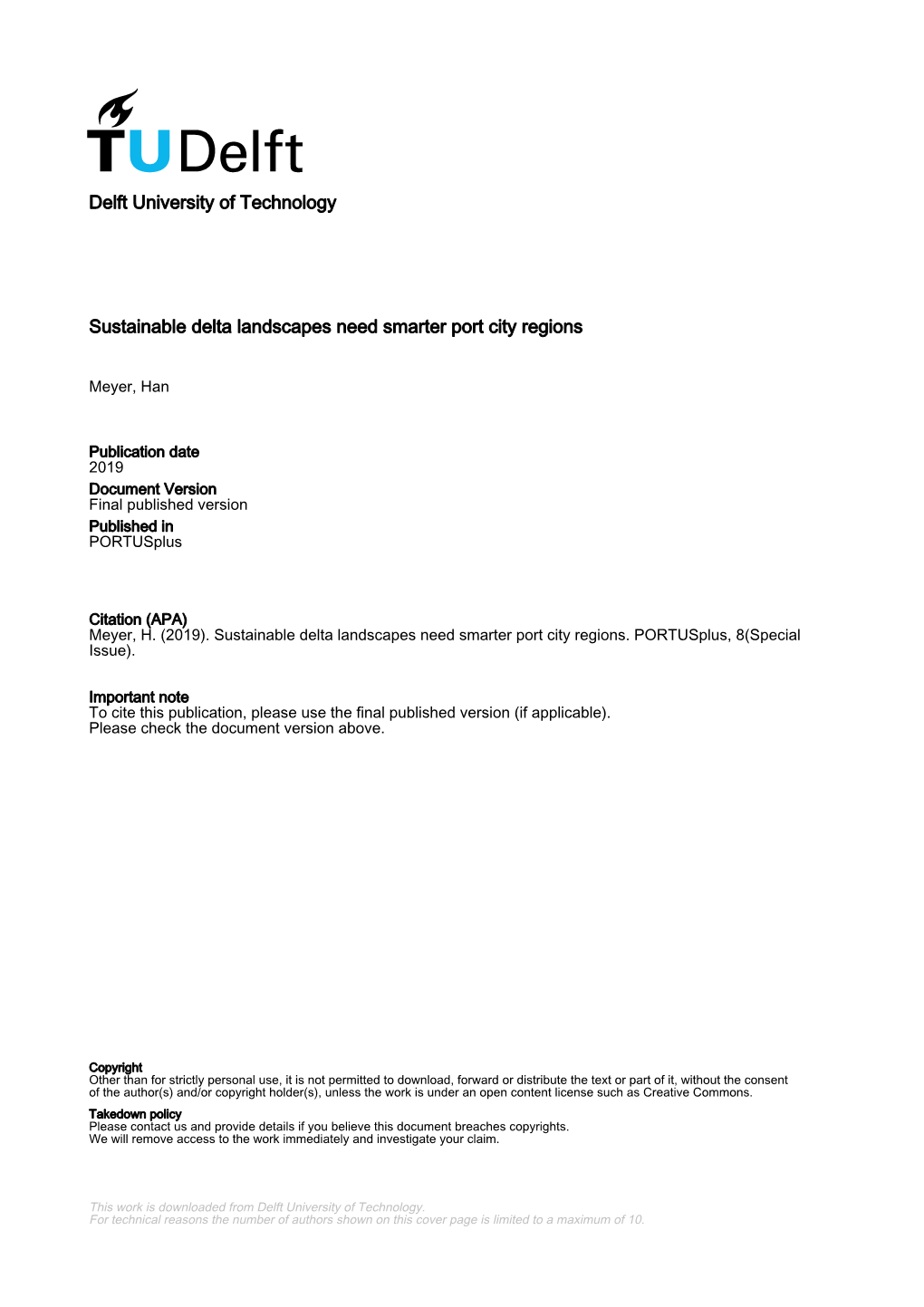 Delft University of Technology Sustainable Delta Landscapes Need