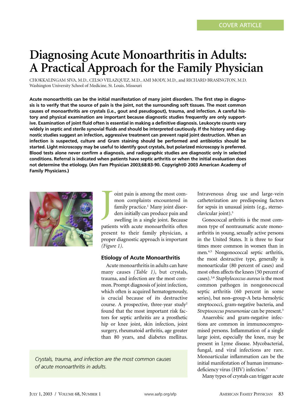 Diagnosing Acute Monoarthritis in Adults