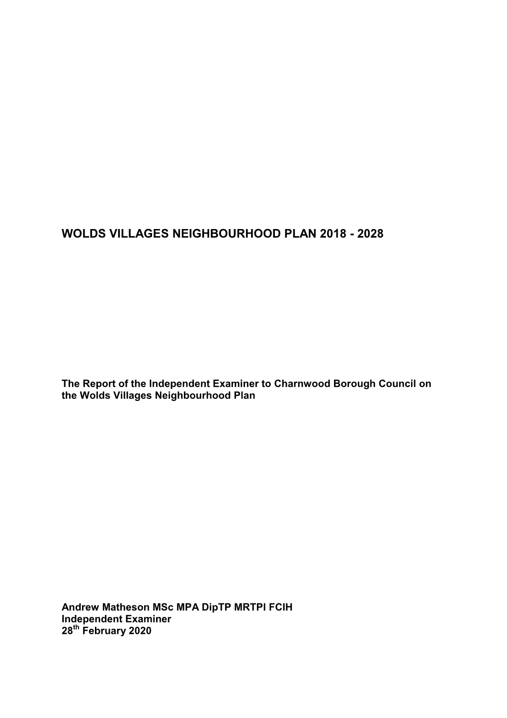 Wolds Villages Neighbourhood Plan 2018 - 2028