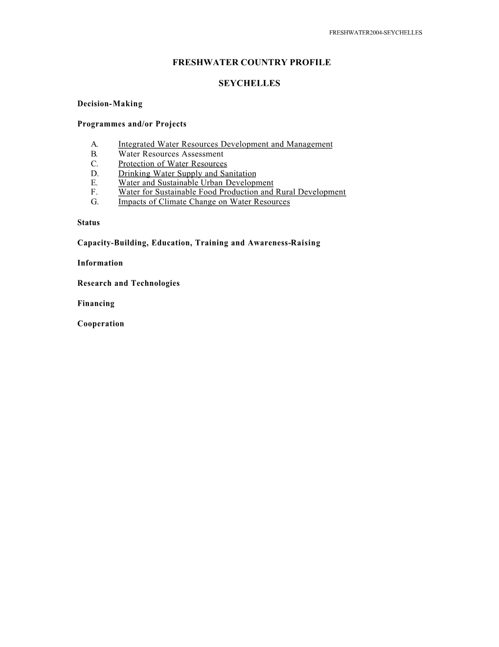 Freshwater Country Profile Seychelles