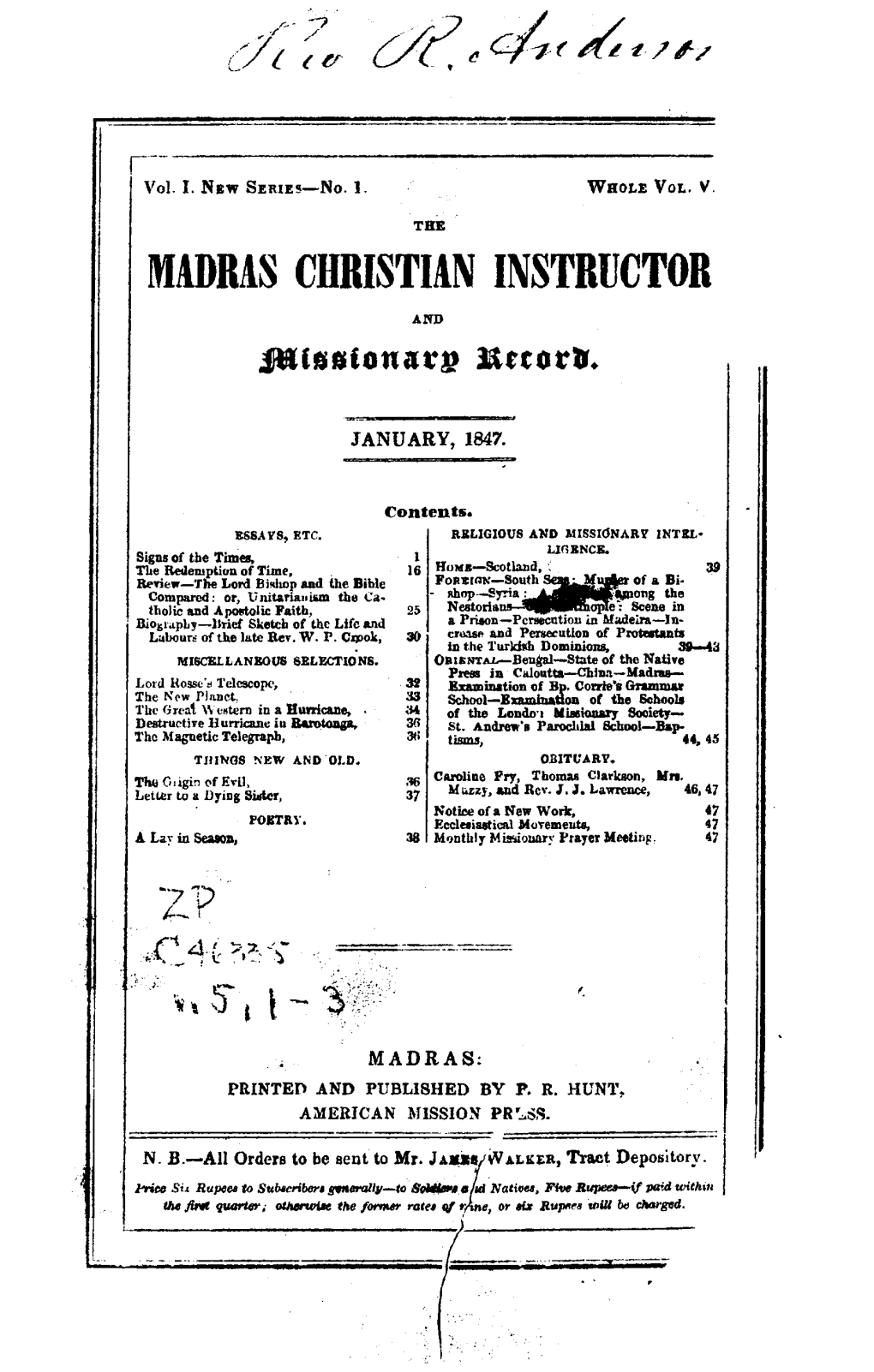 Madras Christian Instructor