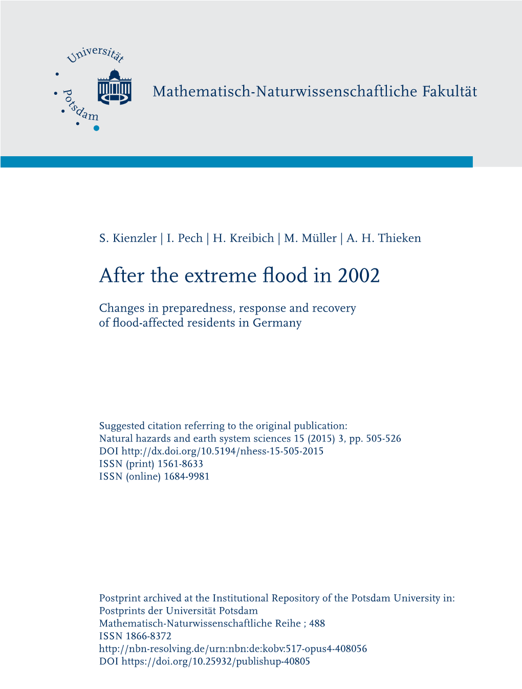 After the Extreme Flood in 2002: Changes in Preparedness