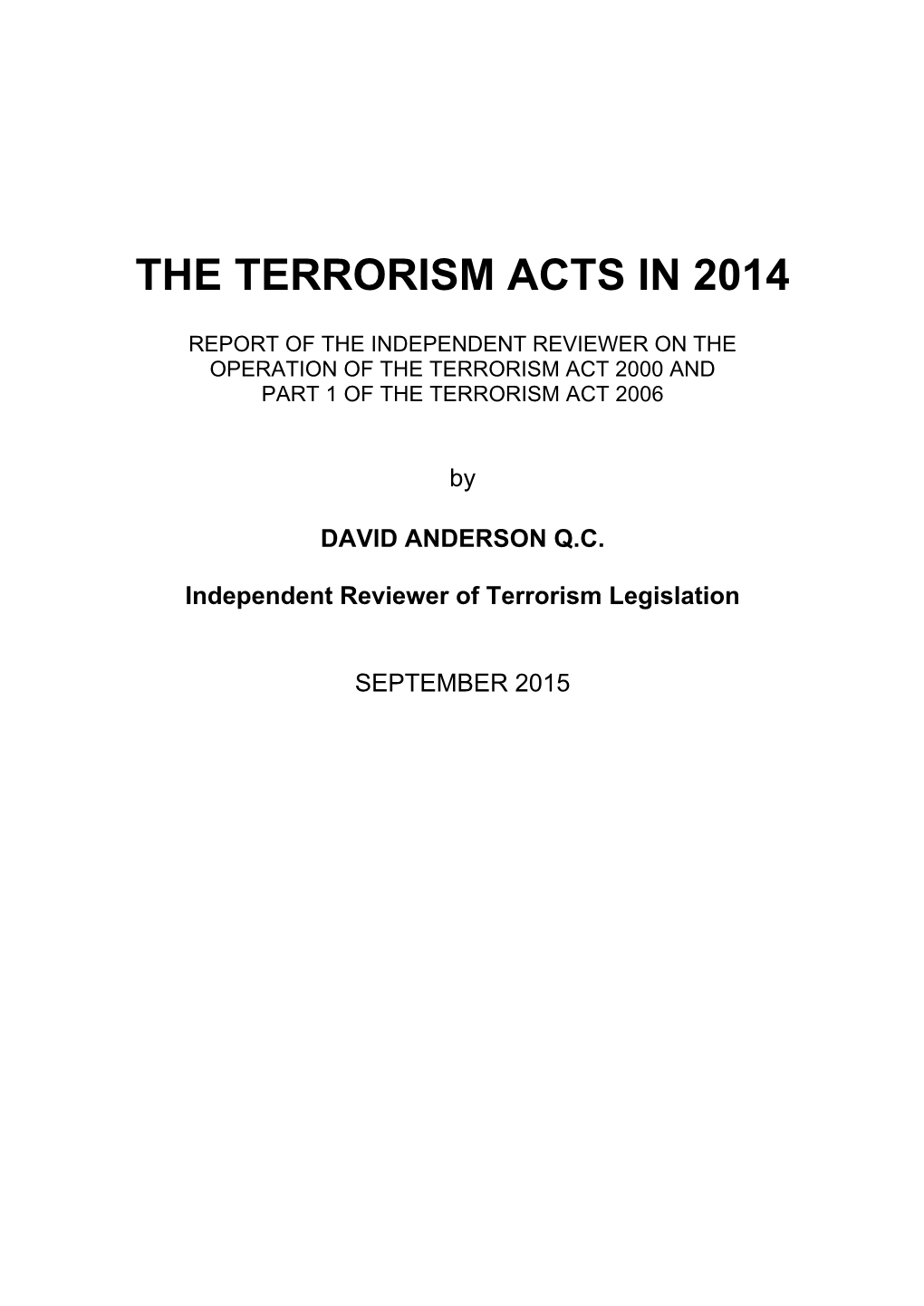 Review of the Terrorism Acts in 2014