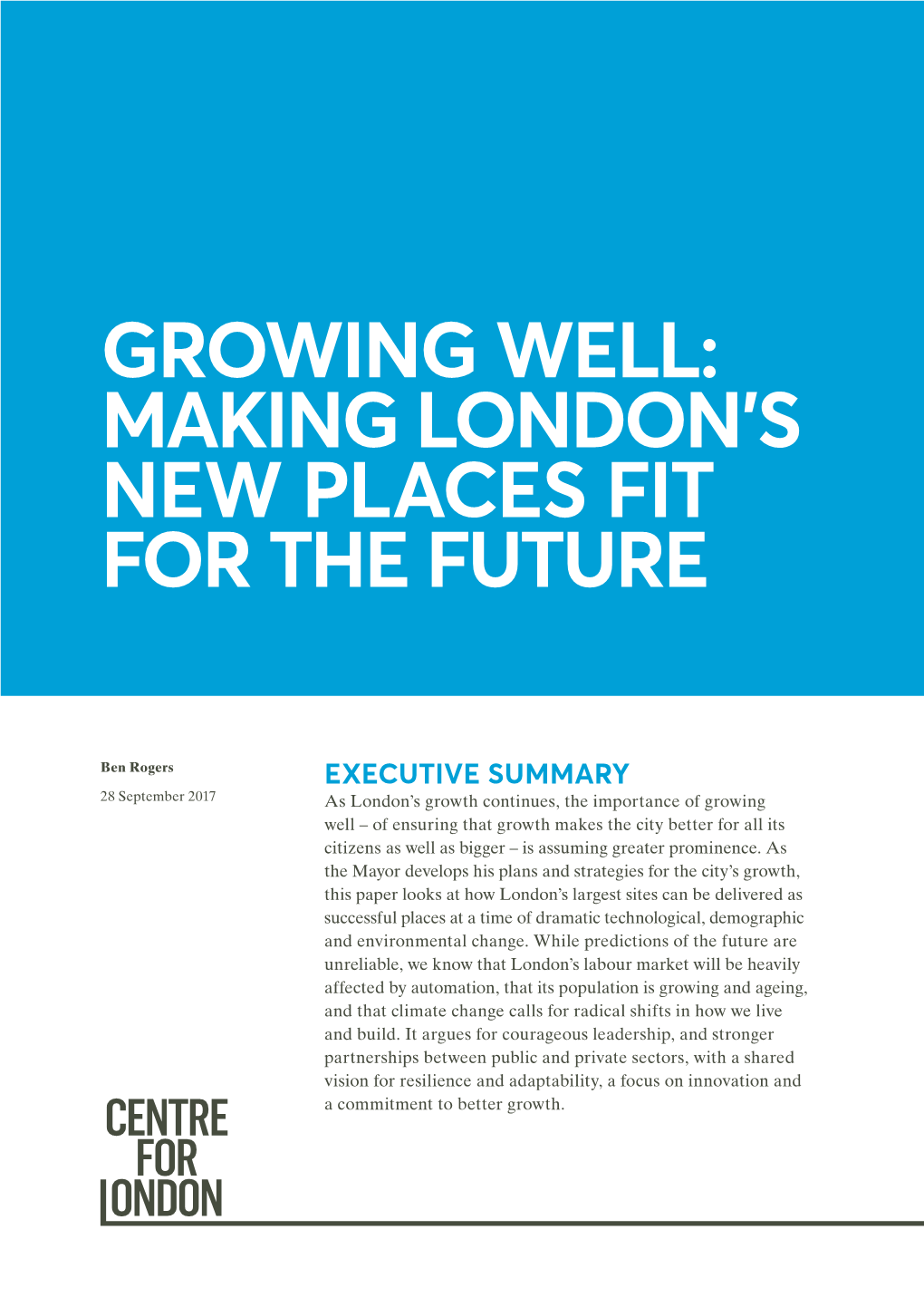 Growing Well: Making London's