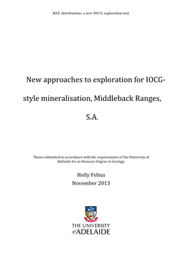 New Approaches to Exploration for IOCG- Style Mineralisation, Middleback Ranges