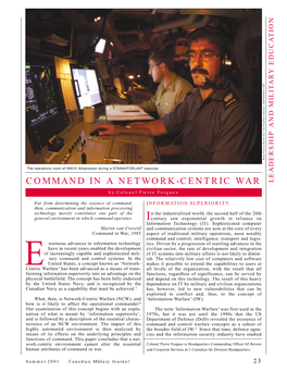 COMMAND in a NETWORK-CENTRIC WAR EDUCATION LEADERSHIP and MILITARY by Colonel Pierre Forgues
