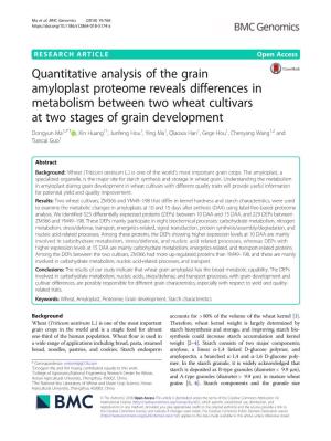 Quantitative Analysis of the Grain Amyloplast Proteome Reveals
