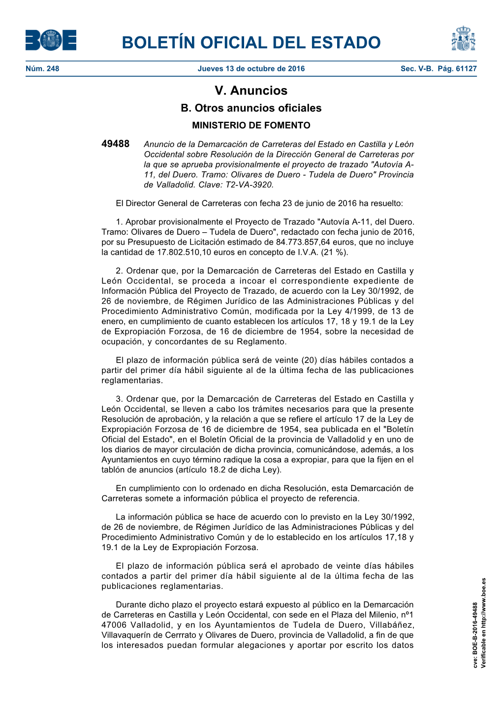 Anuncio 49488 Del BOE Núm. 248 De 2016