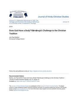 Does God Have a Body? Rāmānuja's Challenge to the Christian Tradition