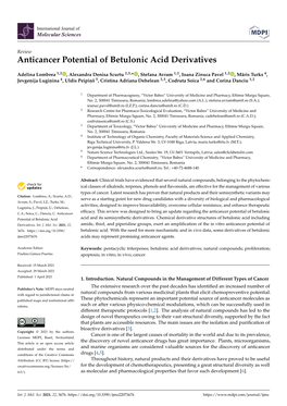 Anticancer Potential of Betulonic Acid Derivatives