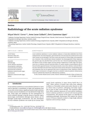 Radiobiology of the Acute Radiation Syndrome
