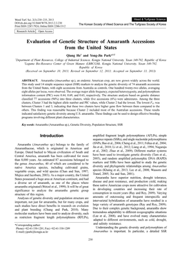 Evaluation of Genetic Structure of Amaranth Accessions from the United States