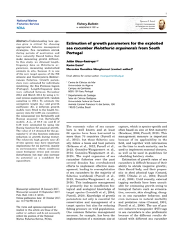 Estimation of Growth Parameters for the Exploited Sea Cucumber