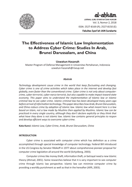 The Effectiveness of Islamic Law Implementation to Address Cyber Crime: Studies in Arab, Brunei Darussalam, and China