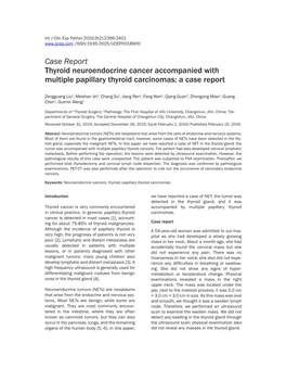 Case Report Thyroid Neuroendocrine Cancer Accompanied with Multiple Papillary Thyroid Carcinomas: a Case Report