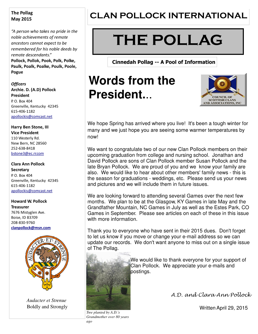 The Pollag CLAN POLLOCK INTERNATIONAL May 2015