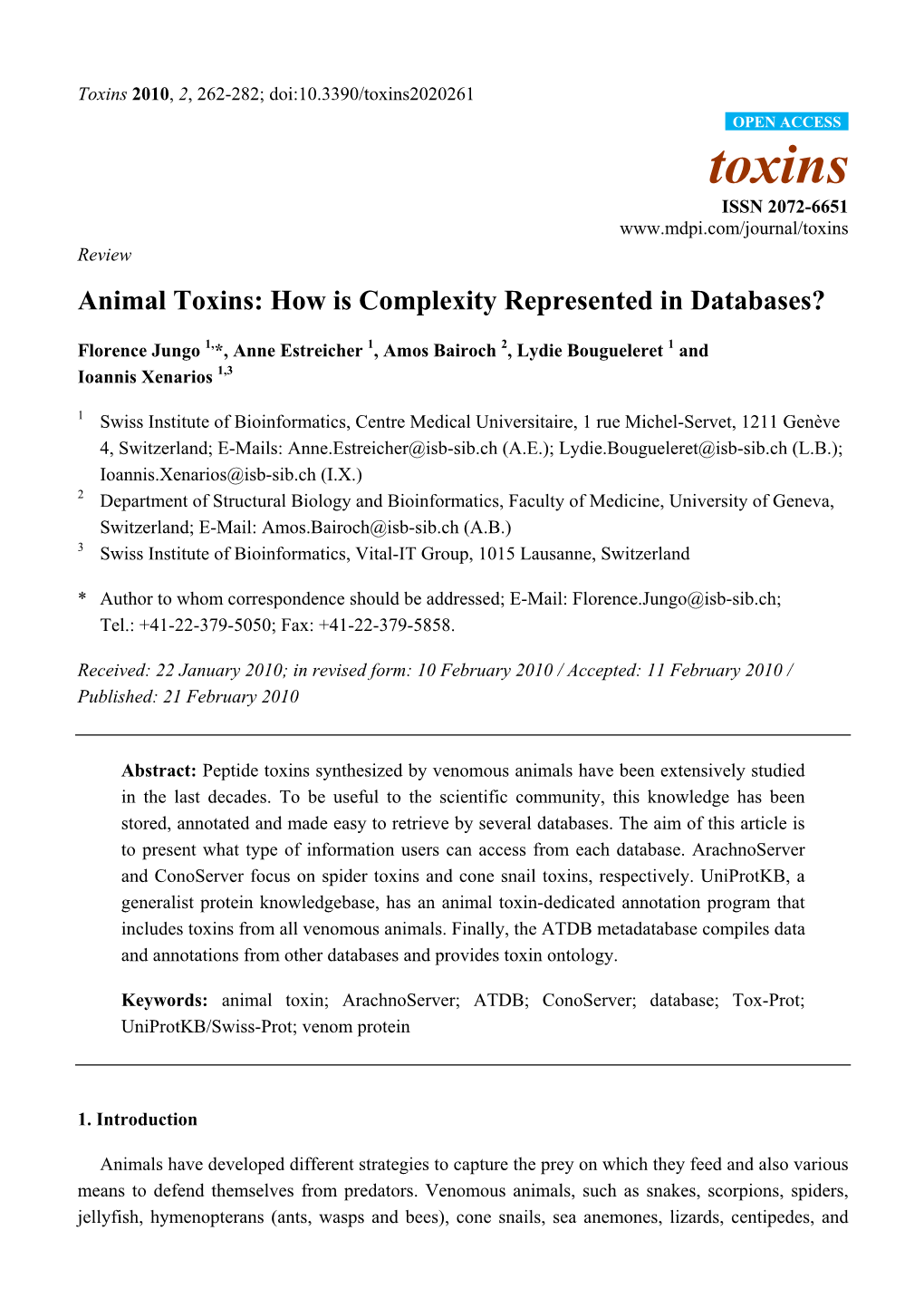 Animal Toxins: How Is Complexity Represented in Databases?