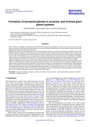 Formation of Terrestrial Planets in Eccentric and Inclined Giant Planet Systems Sotiris Sotiriadis1, Anne-Sophie Libert1, and Sean N