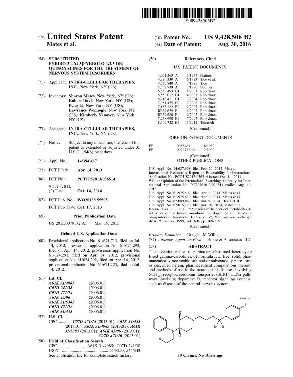 (12) United States Patent (10) Patent No.: US 9.428,506 B2 Mates Et Al