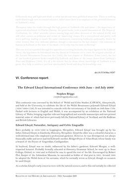 VI. Conference Report the Edward Lhuyd International Conference
