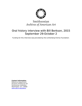 Oral History Interview with Bill Berkson, 2015 September 29-October 2