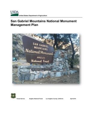 San Gabriel Mountains National Monument Management Plan