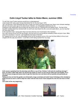Colin Lloyd Tucker Talks to Helen Mann, Summer 2004