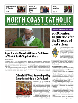 2019 Lenten Regulations for the Diocese of Santa Rosa