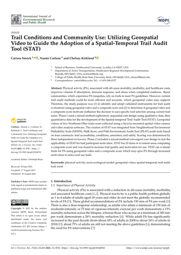 Trail Conditions and Community Use: Utilizing Geospatial Video to Guide the Adoption of a Spatial-Temporal Trail Audit Tool (STAT)