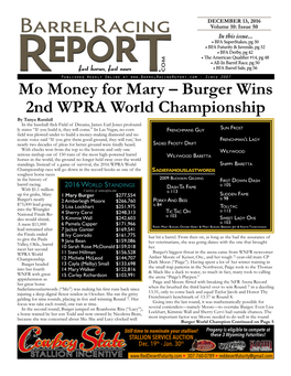Mo Money for Mary – Burger Wins 2Nd Wpra World Championship