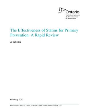 The Effectiveness of Statins for Primary Prevention: a Rapid Review