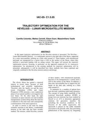 Iac-05- C1.5.05 Trajectory Optimization for the Hevelius – Lunar Microsatellite Mission