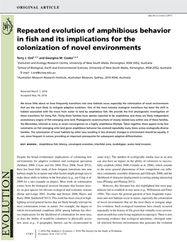 Repeated Evolution of Amphibious Behavior in Fish and Its Implications
