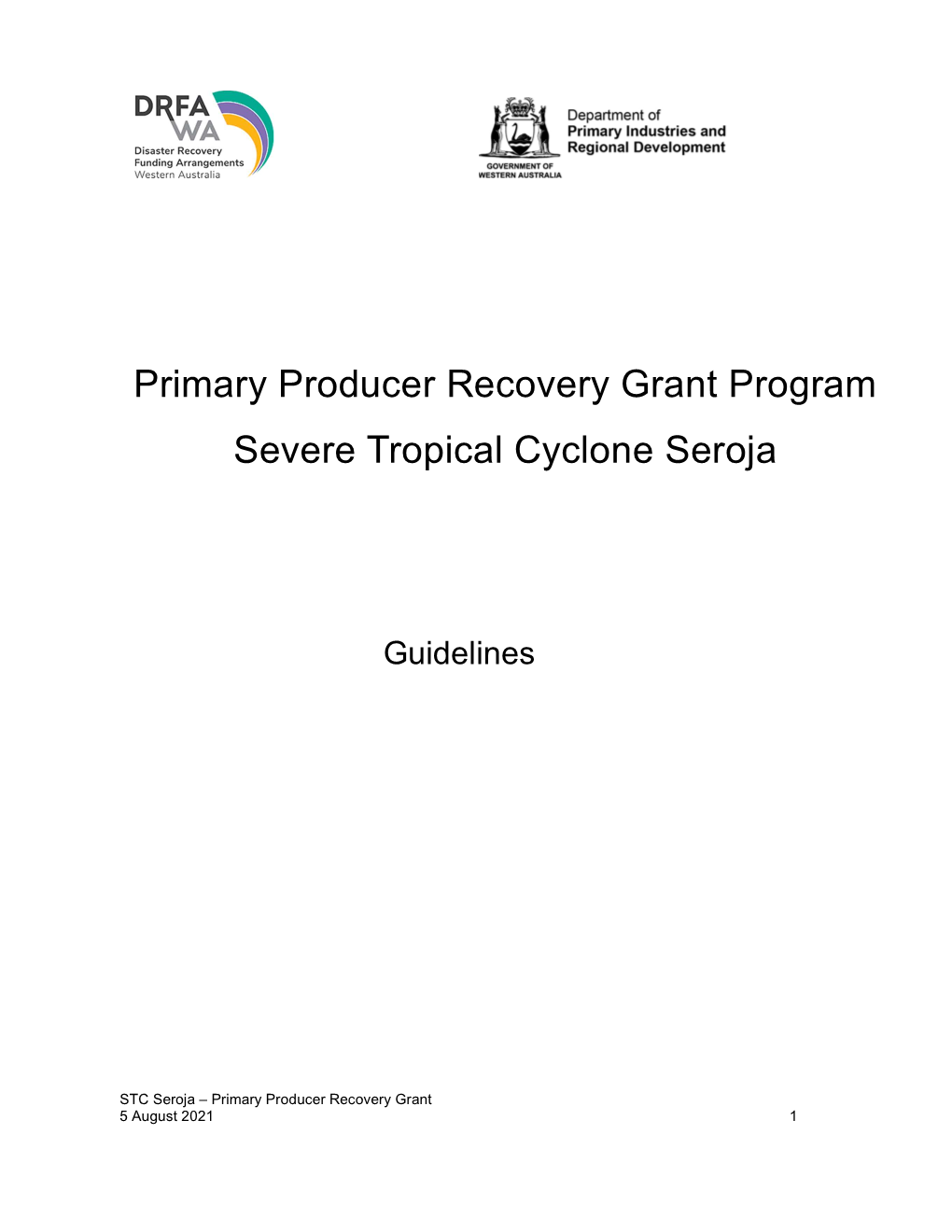 STC Seroja Primary Producer Recovery Grant Guidelines 5