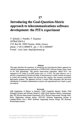 17 Introducing the Goal-Question-Metric Approach to Telecommunications Software Development: the PITA Experiment